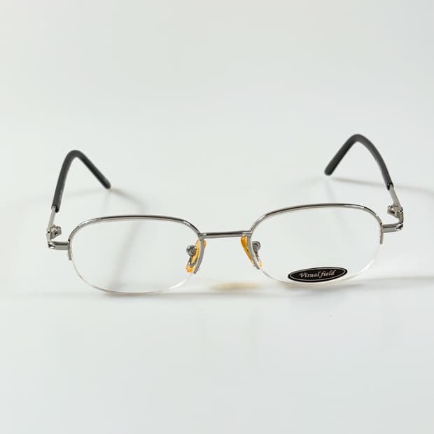 90s VISUAL FIELD 실버 스퀘어 반무테 빈티지 안경
