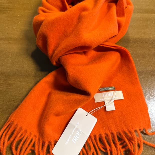 FREE 고비 GOBI 몽골리안 캐시미어 프린지 머플러 오렌지
