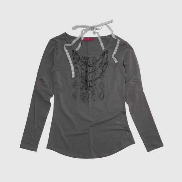 인앤양인하모니 Lace halter top, dark grey