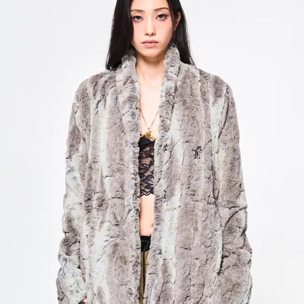 yeel 와이이이엘 믹스 헤어리 퍼 자켓 카키 브라운