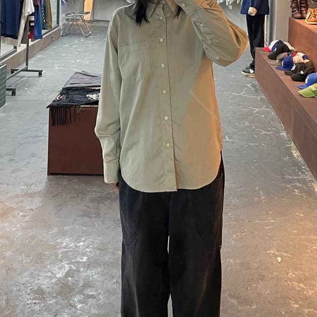 CP 컴퍼니 포켓 자수로고 린넨 셔츠 H1226