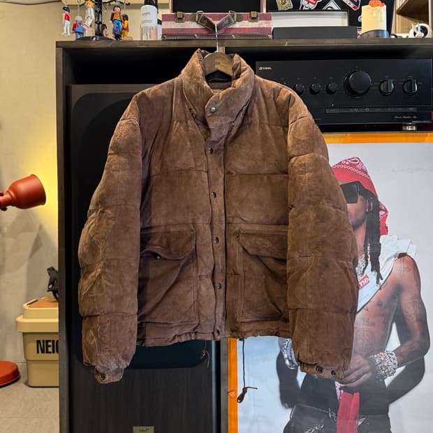 빈티지 스웨이드 패딩 점퍼 L(XL)