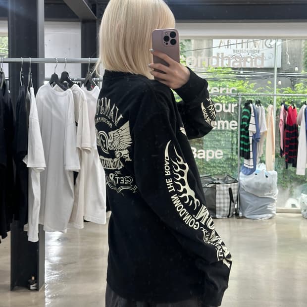 벤슨 윙스타 프린트 블랙 롱슬리브 긴팔티