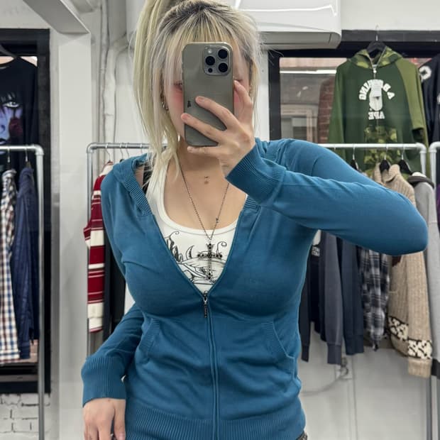 히스테릭 글래머 히스걸 니트 후드집업