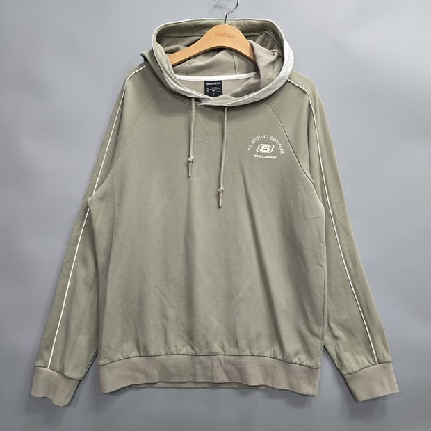 스케쳐스(SKECHERS) 로고 후드티 카키 L