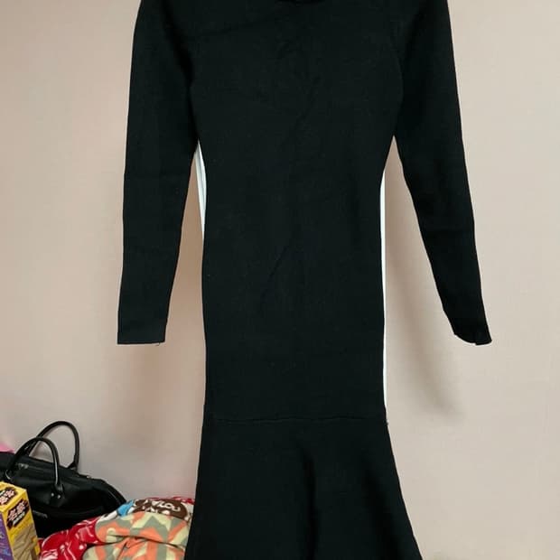 블랙 니트 머메이드 롱 원피스 (F)