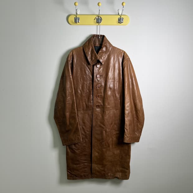 VTG 빈티지 브라운 레더 코트 48