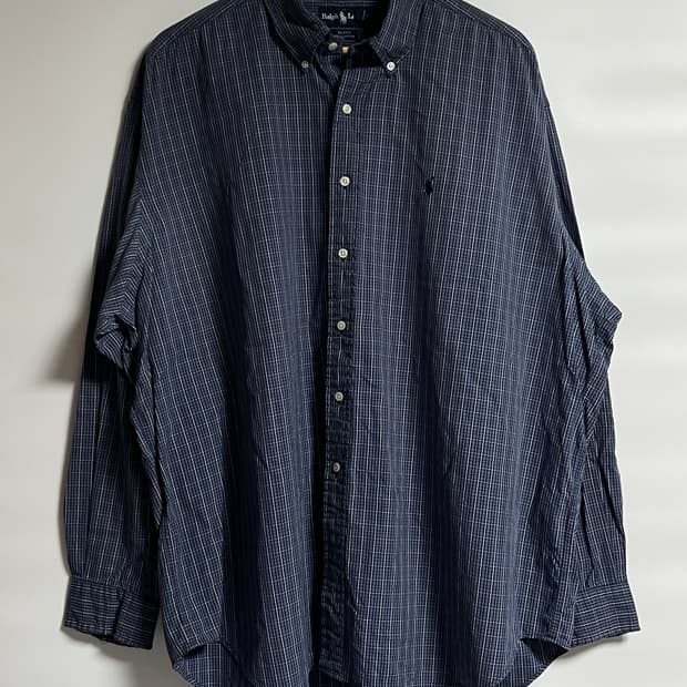 폴로랄프로렌 블레이크 네이비포니 오버핏 체크 셔츠 남방 2XL