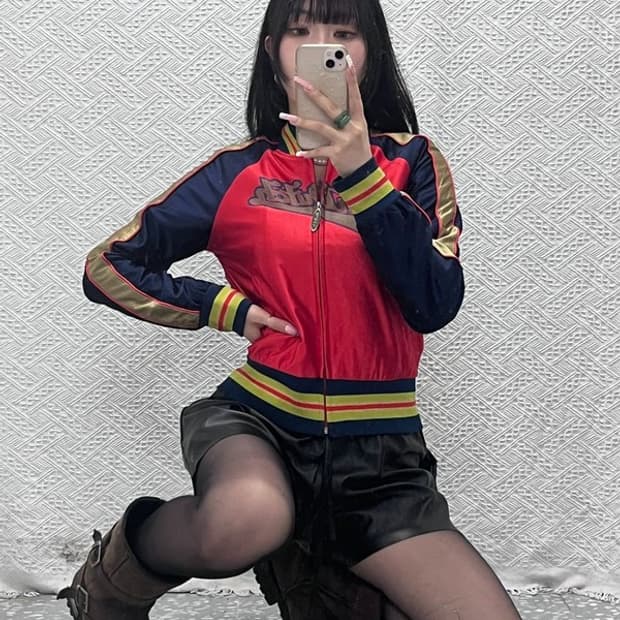 본더치 레트로 Y2K 90's 레이싱 바시티 져지 집업  M C12542
