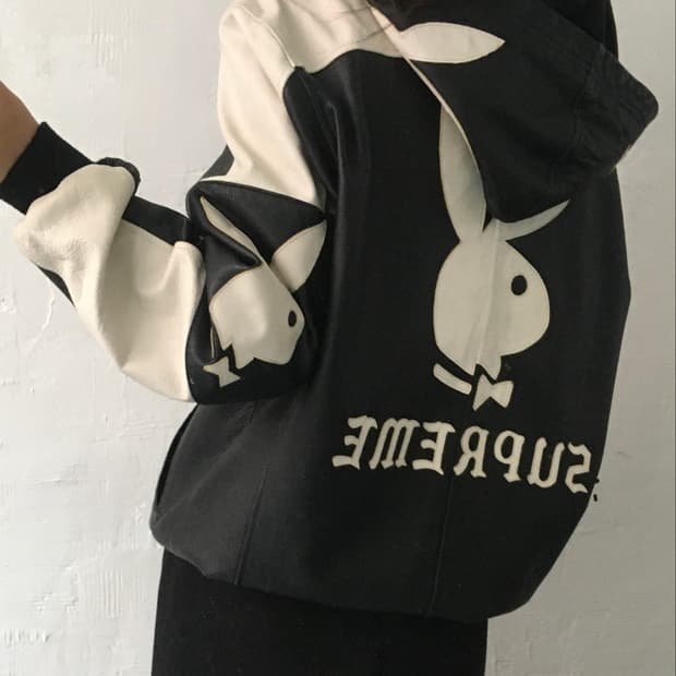 Supreme 슈프림 x 플레이보이 2014SS 램스킨 레더 후드 자켓