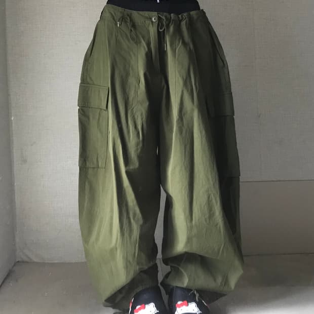 와이드벌룬핏 카키 카고팬츠