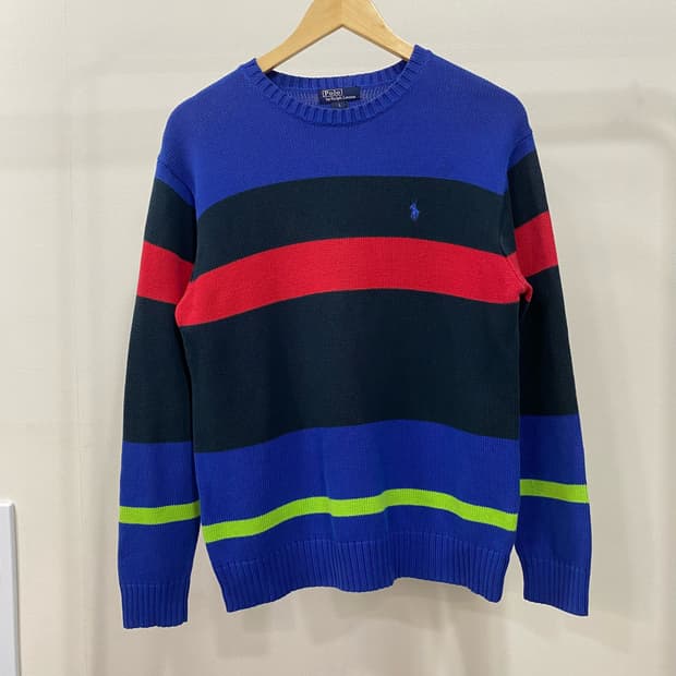 폴로 랄프로렌 배색 코튼 니트