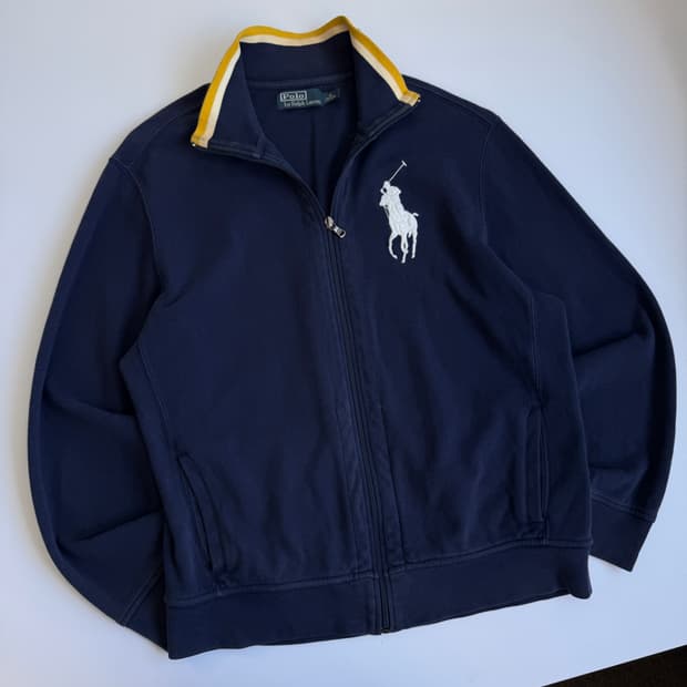 Polo  폴로 랄프로렌 네이비 화이트 빅포니 집업 가디건 