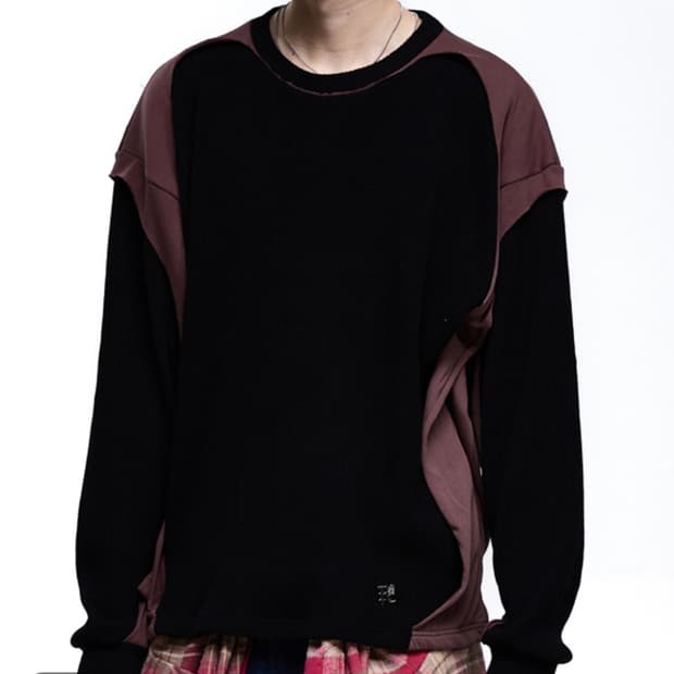 CUT OFF KNIT FULLOVER - BLACK 1 SIZE