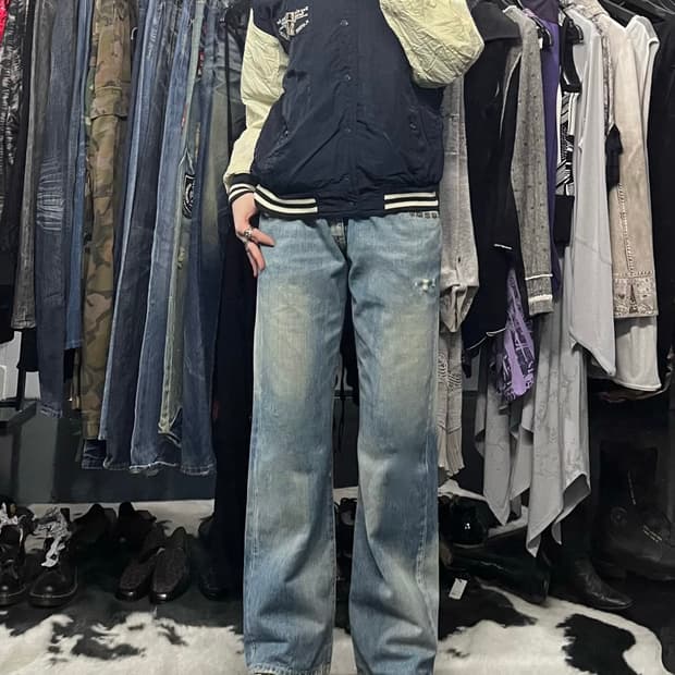 스터드 데님 팬츠