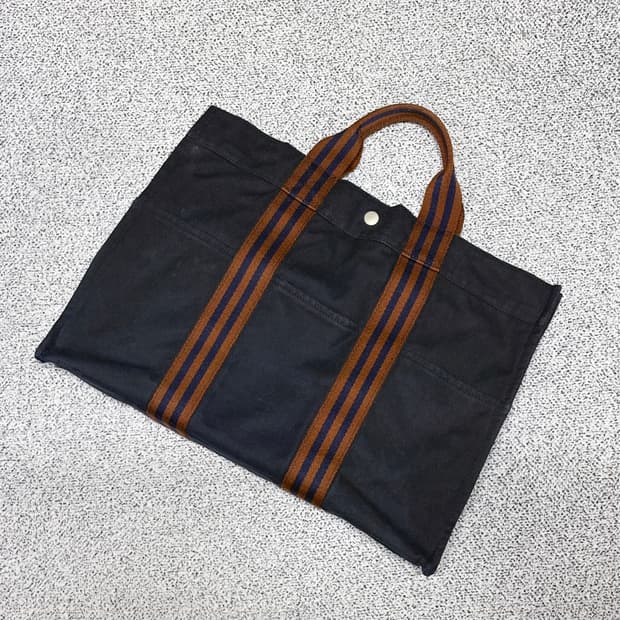 에르메스 후루토 캔버스 토트백 네이비/브라운