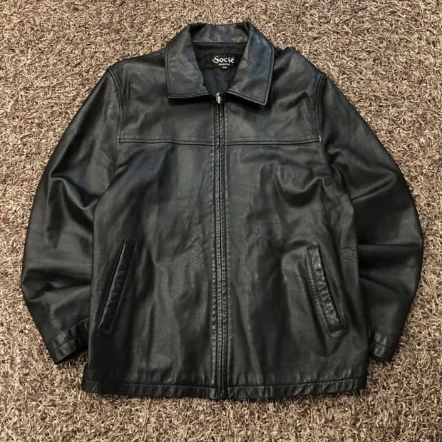 빈티지 양가죽 집업 레더 자켓