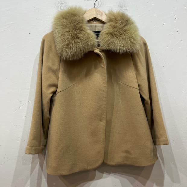 QUEENS COURT 퓨어울 폭스퍼 하프코트 자켓 우먼즈