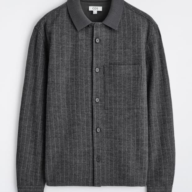 릴랙스드 핀스트라이프 울 블렌드 저지 셔츠 s