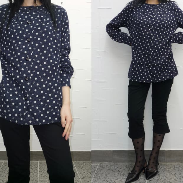 dot navy wool jacket