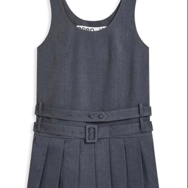 오픈와이와이 BELTED PLEATED MINI DRESS, GRAY