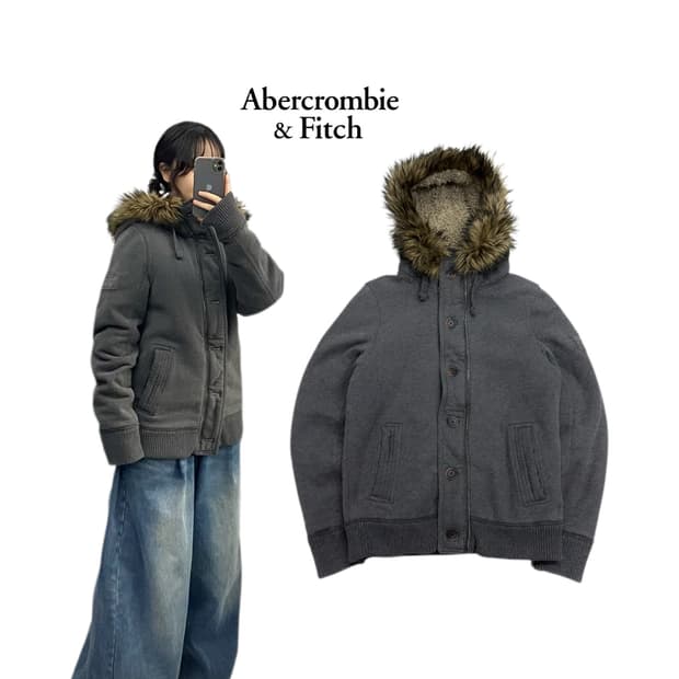 아베크롬비 Y2K 울프죠 퍼 후드 자켓