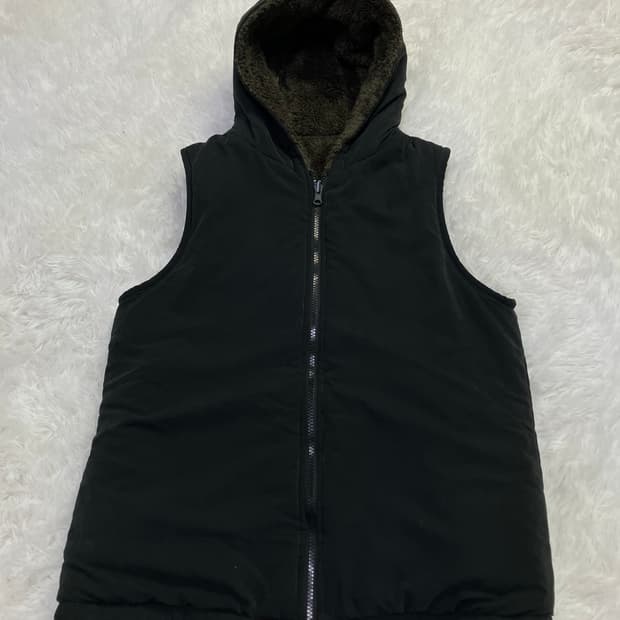 빈티지 블랙 후리스 패딩 조끼 y2k 스트릿 갸루 펑키 일본빈티지