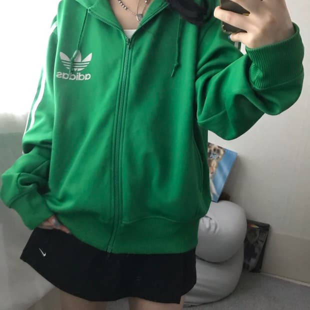 아디다스 그린 후드 져지