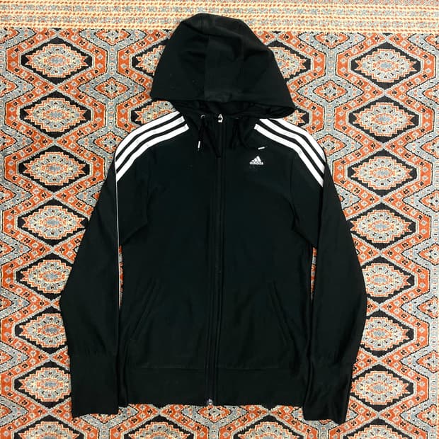 아디다스 삼각로고 블랙 후드집업 져지 자켓 여성 85