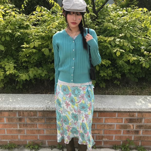 'Gu' Mint Acrylic Cardigans
