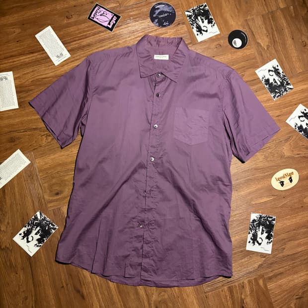 00S DRIES VAN NOTEN 드리스 반 노튼 백 플리츠 퍼플 셔츠