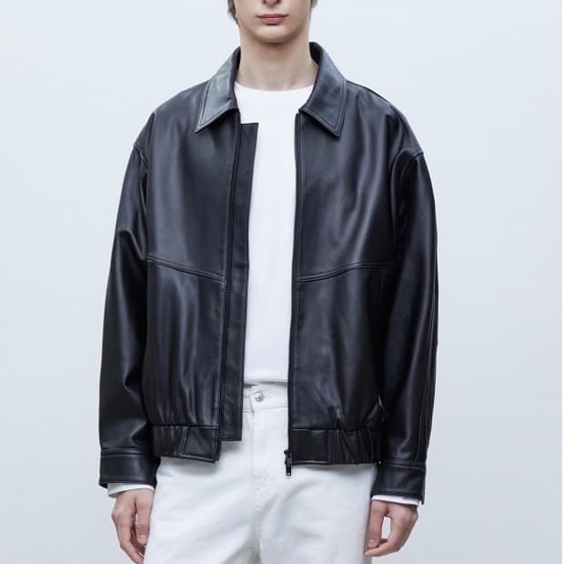 TNGT 이태리 나파 램스킨 가죽 블루종 자켓 100사이즈