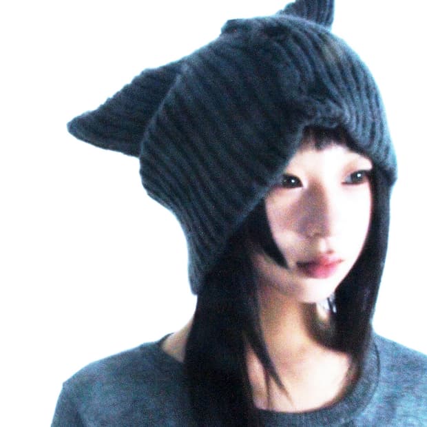 Custom🐾)Devil Cat-Ear grey knit binnie