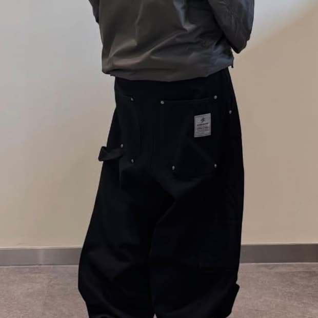 아오이로 커티드 더블니 팬츠 블랙 2사이즈