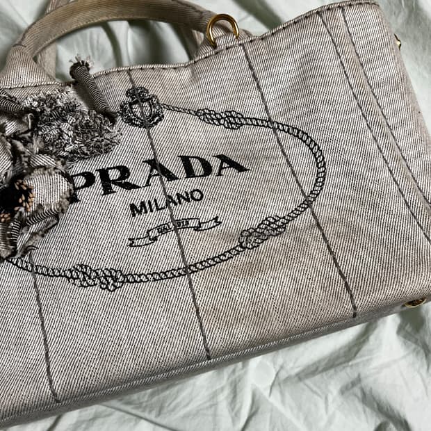 프라다 캔버스 토트백