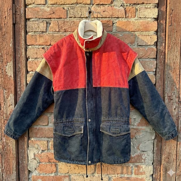 프랑스 빈티지 컬로블록자켓