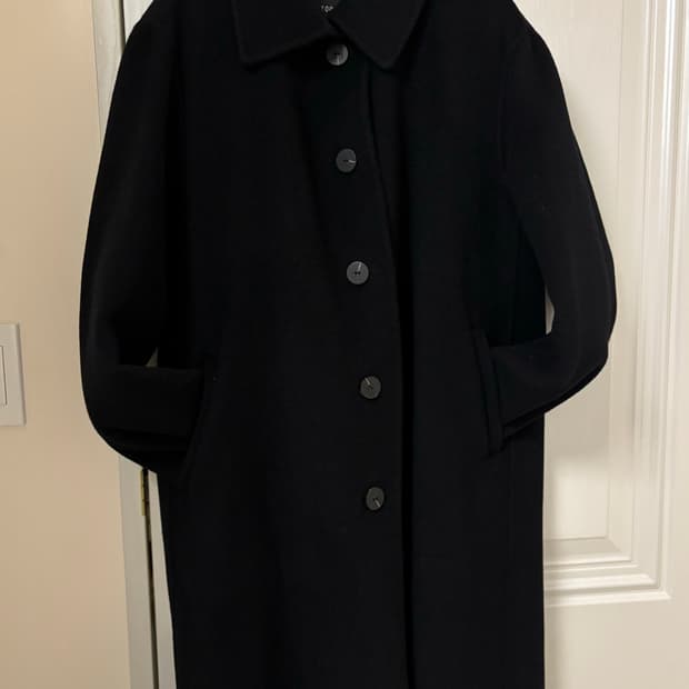 ZOOC 싱글 버튼 벨티드 롱 코트 블랙 55