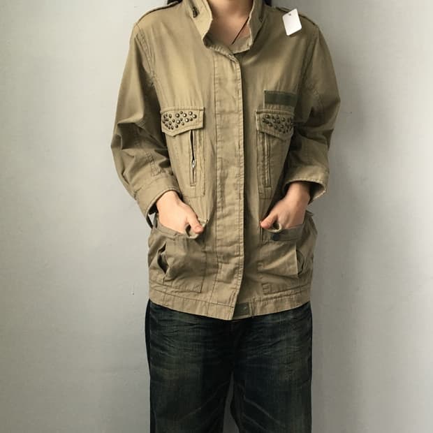 Stud point high neck jacket