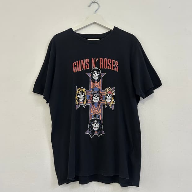 VTG 스컬 프린팅 블랙 반팔 티셔츠