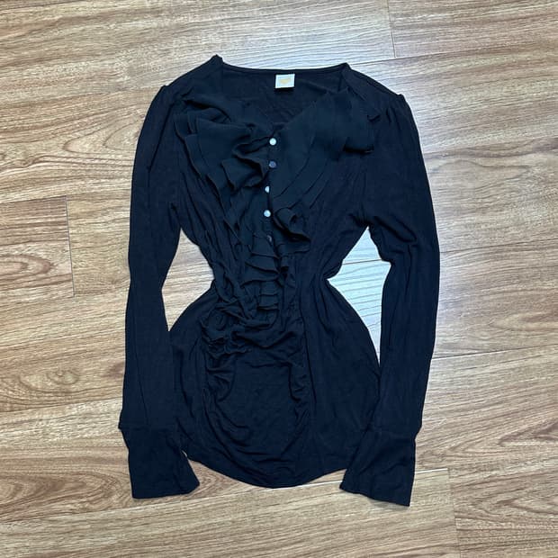 빈티지 블랙 레이스 티셔츠 오네갸루 발레코어 긱시크 고딕 고스 달천깔