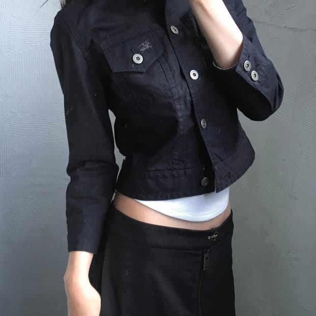 Burberry 버버리 블루라벨 블랙 크롭 코튼 자켓