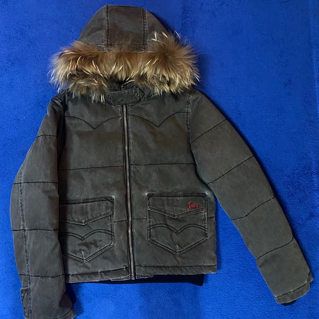 Levi's 리바이스 데님 후드 퍼 패딩 점퍼