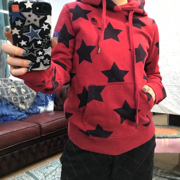 DOHC 빈티지 별 프린팅 후드티 