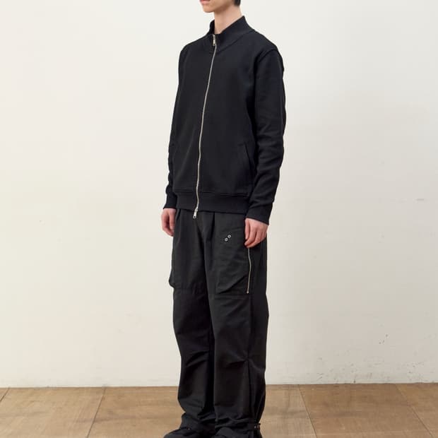PANNEL KNIT ZIP UP (BLACK)