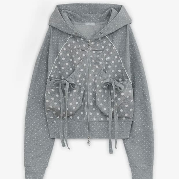 허그유어스킨 도트 후드집업