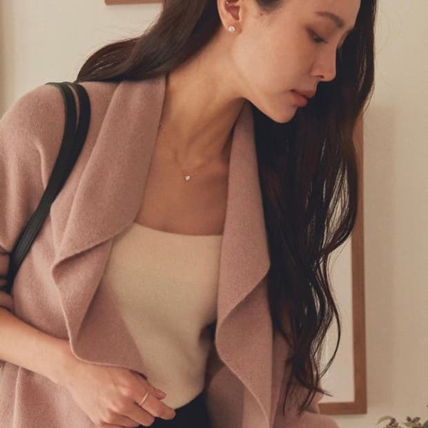 시에 sie 캐시10 율리 와이드 카라 가디건 -핑크