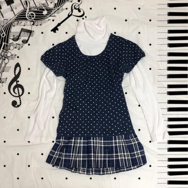 Japanese Vintage ✩⡱사와코 모리걸 도트 코디 세트 3p