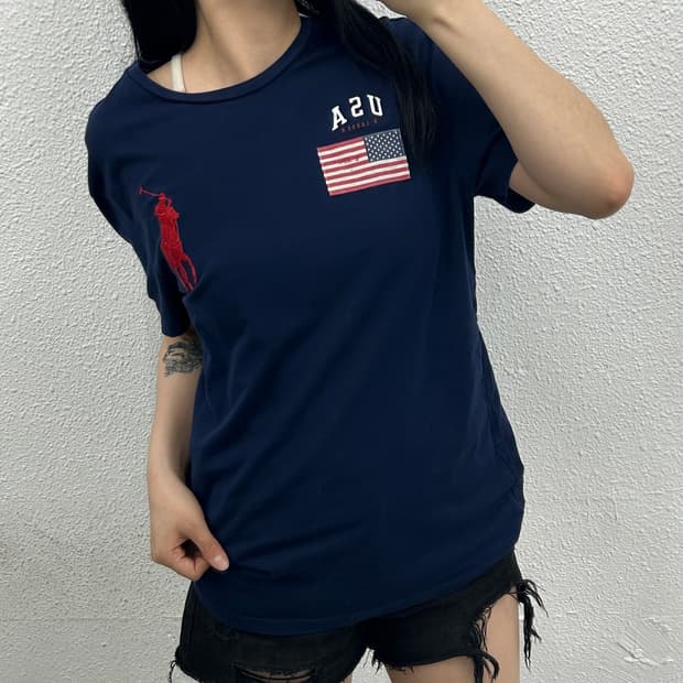 폴로 랄프로렌 성조기 네이비 반팔 M