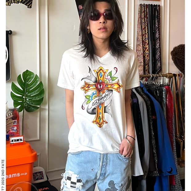 2000s ED hardy Gothic Cross T-Shirt