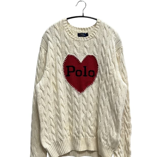 폴로 랄프로렌 하트 케이블 꽈배기 니트